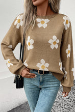 Load image into Gallery viewer, Womens Sweater-Floral Dropped Shoulder Sweater
