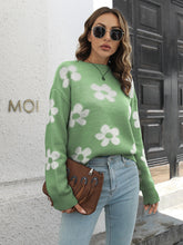 Load image into Gallery viewer, Womens Sweater-Floral Dropped Shoulder Sweater
