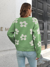 Load image into Gallery viewer, Womens Sweater-Floral Dropped Shoulder Sweater
