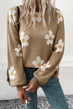 Load image into Gallery viewer, Womens Sweater-Floral Dropped Shoulder Sweater
