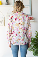 Load image into Gallery viewer, Womens Blouse-Floral Frill Trim Tie Neck Flounce Sleeve Blouse | Tops/Blouses &amp; Shirts
