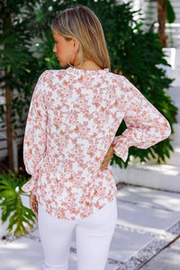 Womens Blouse-Floral Frill Trim Tie Neck Flounce Sleeve Blouse | Tops/Blouses & Shirts