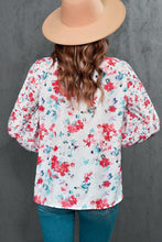 Load image into Gallery viewer, Womens Blouse-Floral Frill Trim Tie Neck Flounce Sleeve Blouse | Tops/Blouses &amp; Shirts
