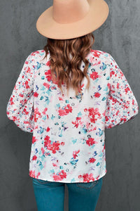 Womens Blouse-Floral Frill Trim Tie Neck Flounce Sleeve Blouse | Tops/Blouses & Shirts