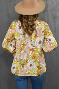 Womens Blouse-Floral Frill Trim Tie Neck Flounce Sleeve Blouse | Tops/Blouses & Shirts