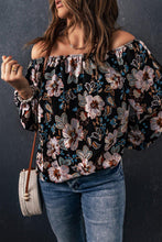 Load image into Gallery viewer, Womens Blouse-Floral Off-Shoulder Balloon Sleeve Blouse | Top
