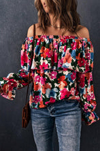 Load image into Gallery viewer, Womens Blouse-Floral Off-Shoulder Flounce Sleeve Layered Blouse | Top
