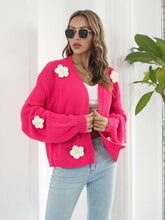 Load image into Gallery viewer, Womens Sweater-Floral Open Front Long Sleeve Cardigan | top
