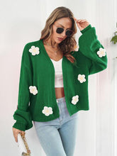 Load image into Gallery viewer, Womens Sweater-Floral Open Front Long Sleeve Cardigan | top
