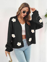 Load image into Gallery viewer, Womens Sweater-Floral Open Front Long Sleeve Cardigan | top
