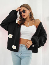 Load image into Gallery viewer, Womens Sweater-Floral Open Front Long Sleeve Cardigan | top
