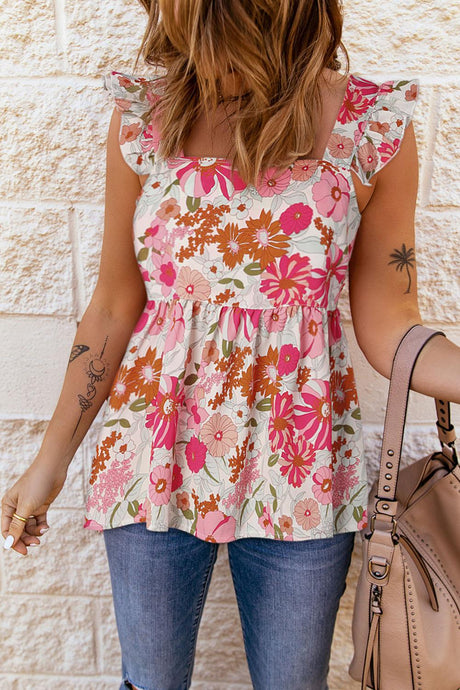 Womens Blouse-Floral Square Neck Baby Doll Top | Tops/Blouses & Shirts