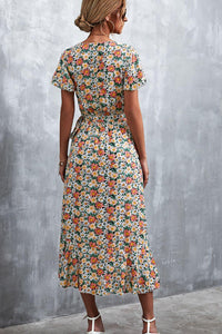 Womens Dress-Floral Surplice Neck Tied Midi Dress | Dresses/Maxi Dresses