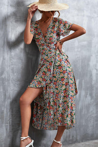 Womens Dress-Floral Surplice Neck Tied Midi Dress | Dresses/Maxi Dresses