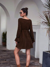 Load image into Gallery viewer, Womens Mini Dress-Flounce Sleeve V-Neck Mini Dress | dress
