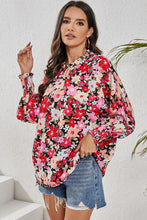 Load image into Gallery viewer, Bohemian Blouse-Frill Floral Mock Neck Lantern Sleeve Blouse | top
