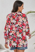 Load image into Gallery viewer, Bohemian Blouse-Frill Floral Mock Neck Lantern Sleeve Blouse | top
