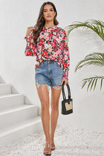 Load image into Gallery viewer, Bohemian Blouse-Frill Floral Mock Neck Lantern Sleeve Blouse | top
