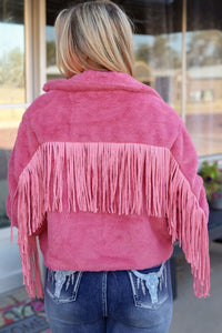 Fringe Detail Zip-Up Jacket Broke Girl Philanthropy