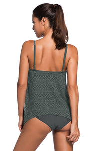 Womens Swimsuit-Full Size Spaghetti Strap Scoop Neck Tankini Set