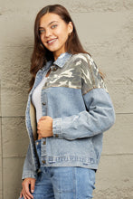 Load image into Gallery viewer, Womens Jacket-GeeGee Washed Denim Camo Contrast Jacket
