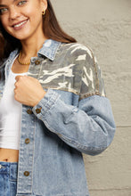 Load image into Gallery viewer, Womens Jacket-GeeGee Washed Denim Camo Contrast Jacket
