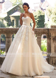 Lace Wedding Dress- Sweetheart Wedding Dress with Belt | Wedding Dresses