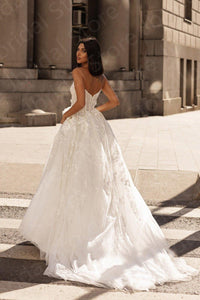 Strapless Wedding Dress- White Bridal Gowns w/ Sequined Flowers | Wedding Dresses