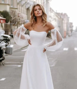 Bohemian Wedding Dress-Simple Beach Bridal Gown