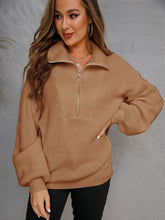 Load image into Gallery viewer, Womens Sweater-Half Zip Dropped Shoulder Sweater | sweater
