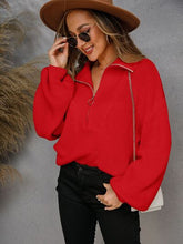 Load image into Gallery viewer, Womens Sweater-Half Zip Dropped Shoulder Sweater | sweater
