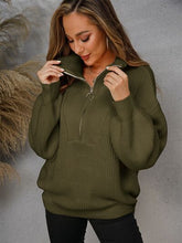 Load image into Gallery viewer, Womens Sweater-Half Zip Dropped Shoulder Sweater | sweater
