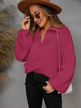 Load image into Gallery viewer, Womens Sweater-Half Zip Dropped Shoulder Sweater | sweater
