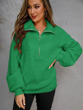 Load image into Gallery viewer, Womens Sweater-Half Zip Dropped Shoulder Sweater | sweater
