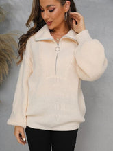 Load image into Gallery viewer, Womens Sweater-Half Zip Dropped Shoulder Sweater | sweater
