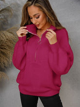 Load image into Gallery viewer, Womens Sweater-Half Zip Dropped Shoulder Sweater | sweater
