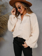 Load image into Gallery viewer, Womens Sweater-Half Zip Dropped Shoulder Sweater | sweater
