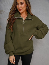 Load image into Gallery viewer, Womens Sweater-Half Zip Dropped Shoulder Sweater | sweater
