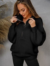 Load image into Gallery viewer, Womens Sweater-Half Zip Dropped Shoulder Sweater | sweater
