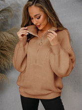 Load image into Gallery viewer, Womens Sweater-Half Zip Dropped Shoulder Sweater | sweater
