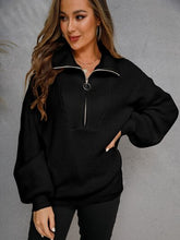 Load image into Gallery viewer, Womens Sweater-Half Zip Dropped Shoulder Sweater | sweater
