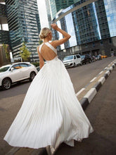 Load image into Gallery viewer, Halter Neck Beach Wedding Dress-Open Back Bow Detail | Wedding Dresses
