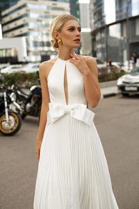 Halter Neck Beach Wedding Dress-Open Back Bow Detail | Wedding Dresses