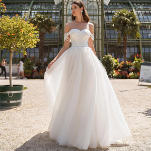 Off the Shoulder Wedding Dress-A Line Sweetheart Bridal Gown