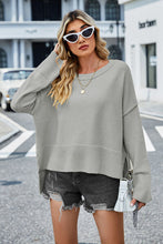 Load image into Gallery viewer, Womens Sweater-High-Low Slit Round Neck Long Sleeve Sweater | top
