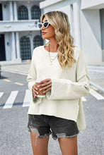 Load image into Gallery viewer, Womens Sweater-High-Low Slit Round Neck Long Sleeve Sweater | top
