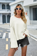 Load image into Gallery viewer, Womens Sweater-High-Low Slit Round Neck Long Sleeve Sweater | top
