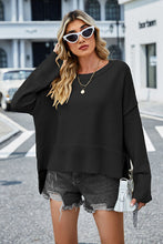 Load image into Gallery viewer, Womens Sweater-High-Low Slit Round Neck Long Sleeve Sweater | top
