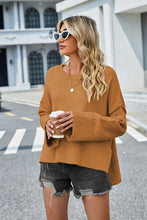 Load image into Gallery viewer, Womens Sweater-High-Low Slit Round Neck Long Sleeve Sweater | top
