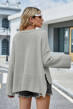 Load image into Gallery viewer, Womens Sweater-High-Low Slit Round Neck Long Sleeve Sweater | top
